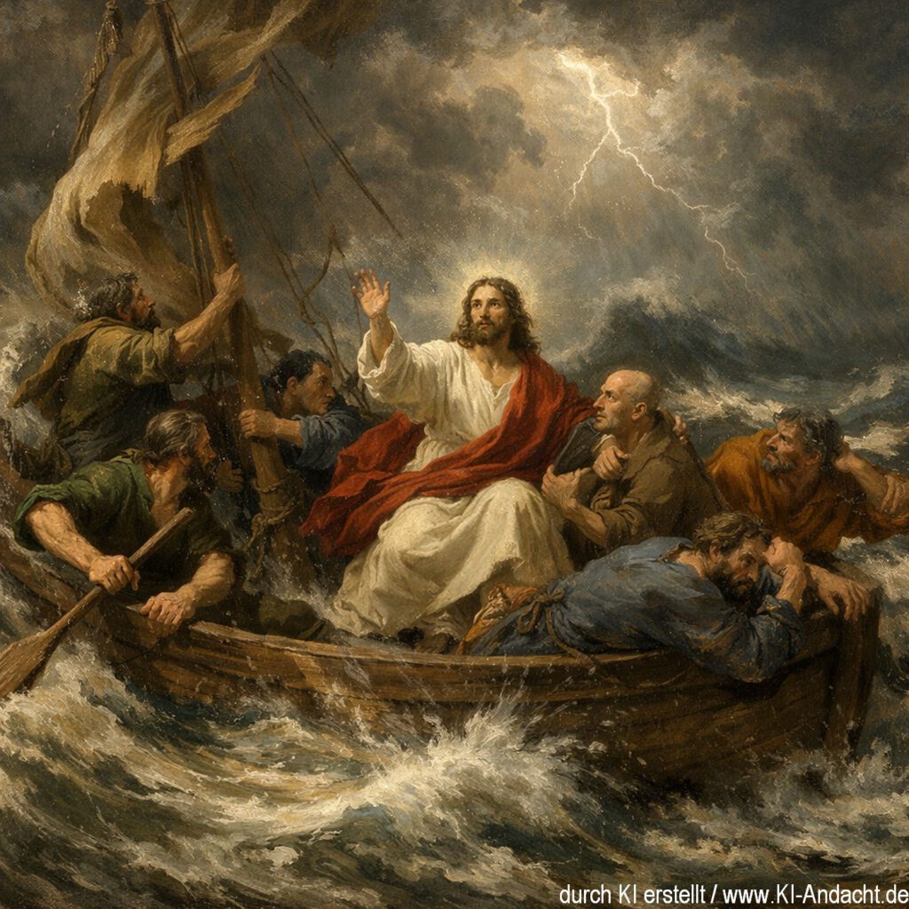 Jesus übernimmt ruhig bleibend die Kontrolle, Sora, prompted by ChatGPT