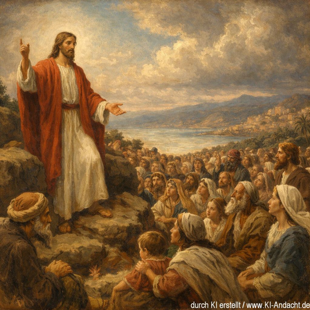 Jesus überzeugte durch Predigten, Sora, prompted by ChatGPT