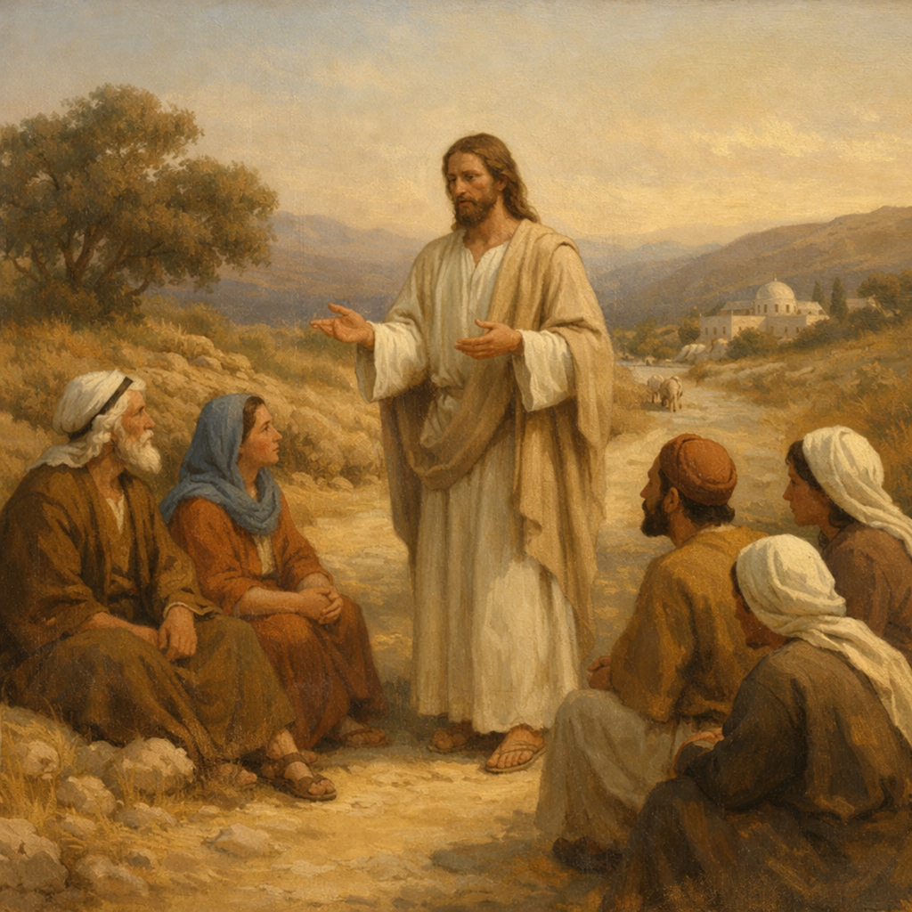 Jesus spricht über seine Anhänger, Sora, prompted by ChatGPT