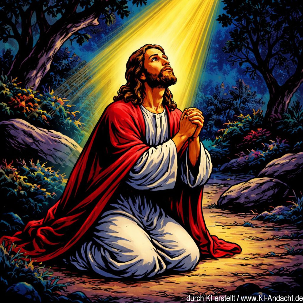Jesus kniet im Garten Gethsemane, Sora, prompted by ChatGPT