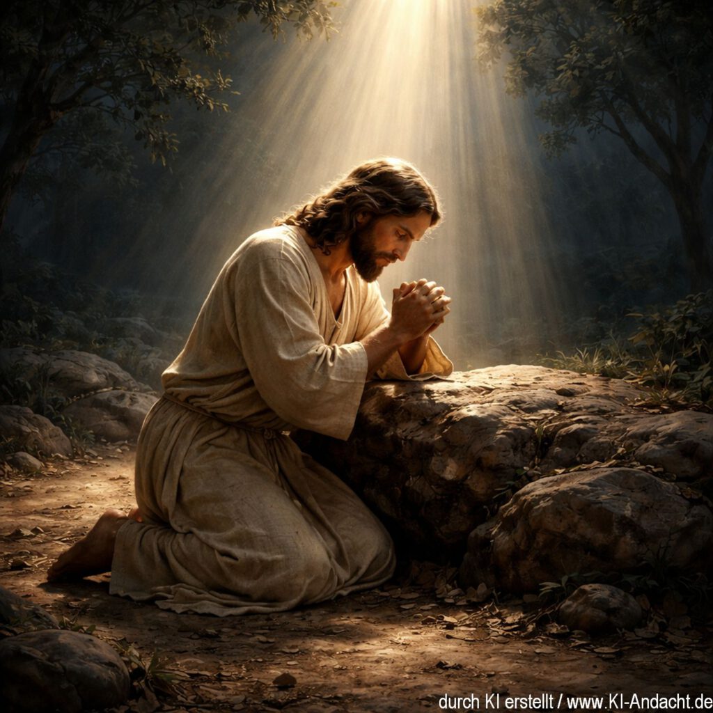 Jesus beim Beten, Sora, prompted by ChatGPT