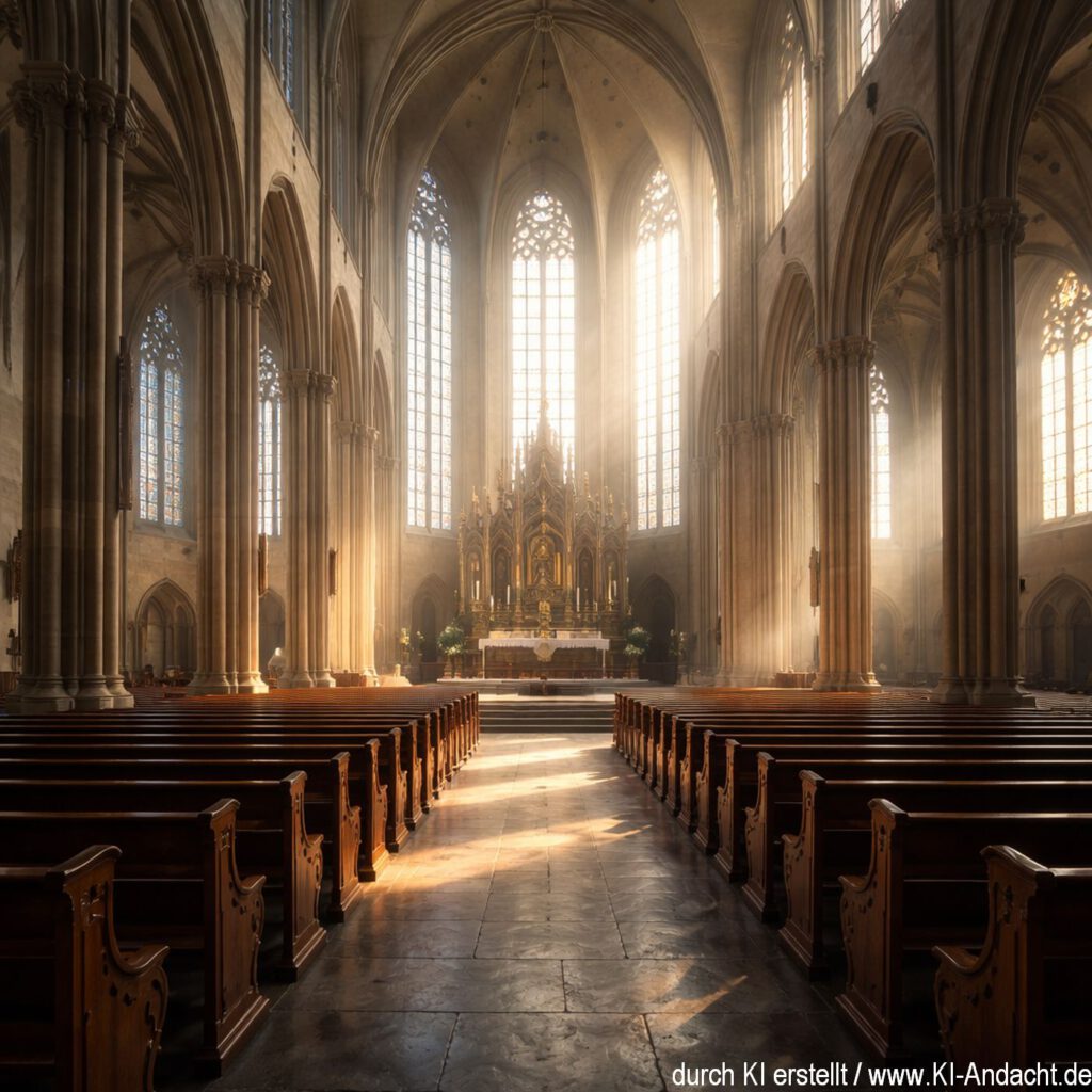 Stille in der Kirche, Sora, prompted by ChatGPT