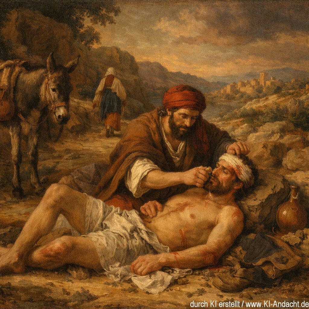 Der Samariter hilft - damals aufgrund von Vorurteilen ungewöhlich, Sora, prompted by ChatGPT