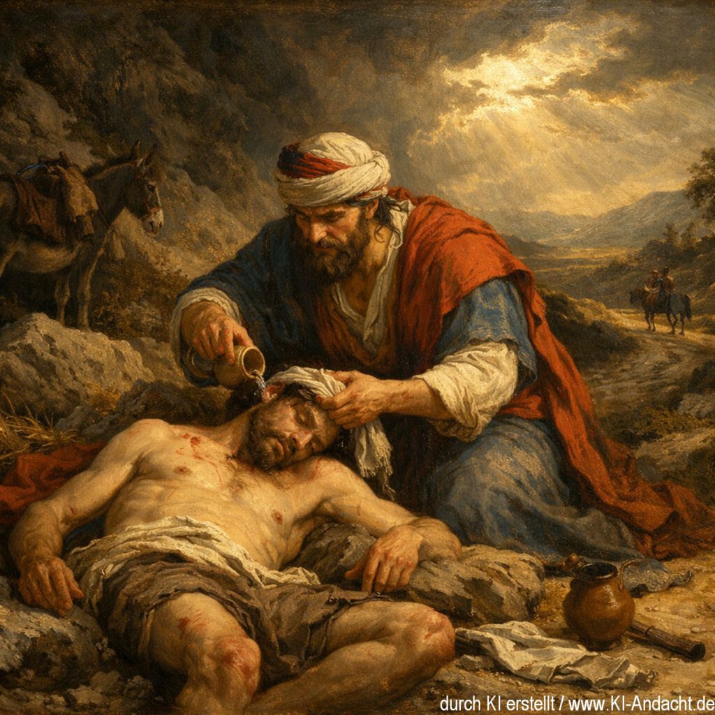 Ein Samariter kümmert sich um einen Verletzten, Sora, prompted by ChatGPT