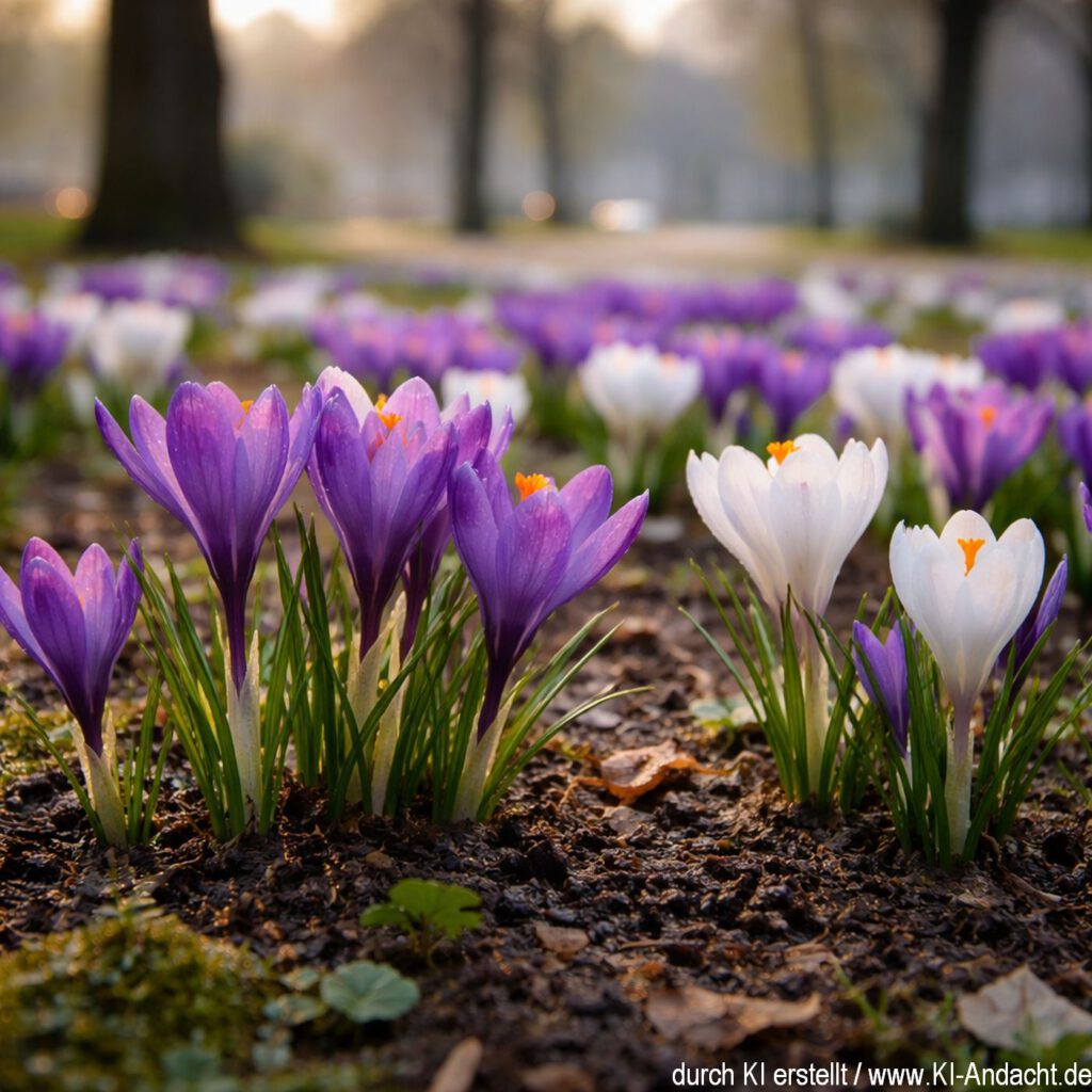 Die erste Farbe im Frühjahr: Krokusse, Sora, prompted by ChatGPT