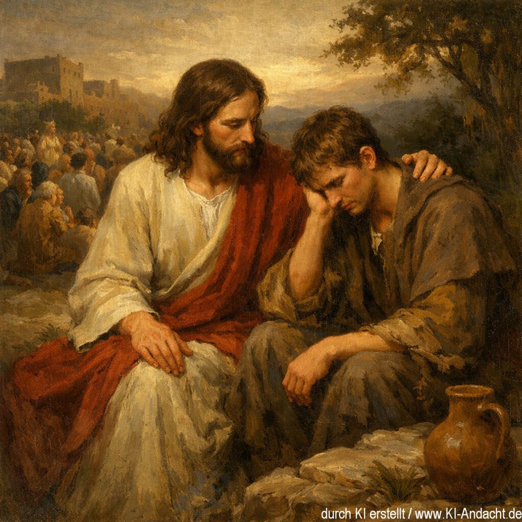 Jesus spricht direkt mit den Menschen, Sora, prompted by ChatGPT