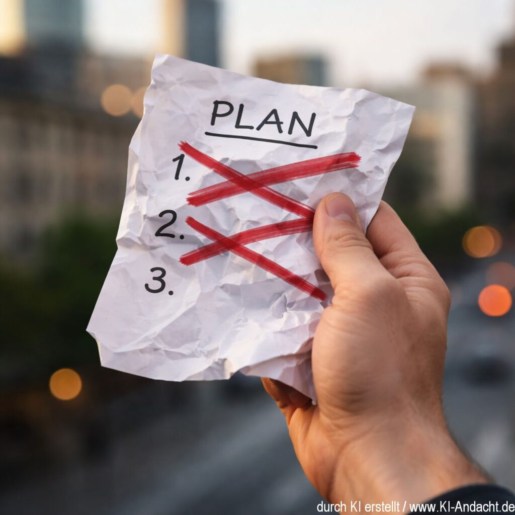 Nicht immer ist dein Plan gut - und Gott weiß es besser, Sora, prompted by ChatGPT