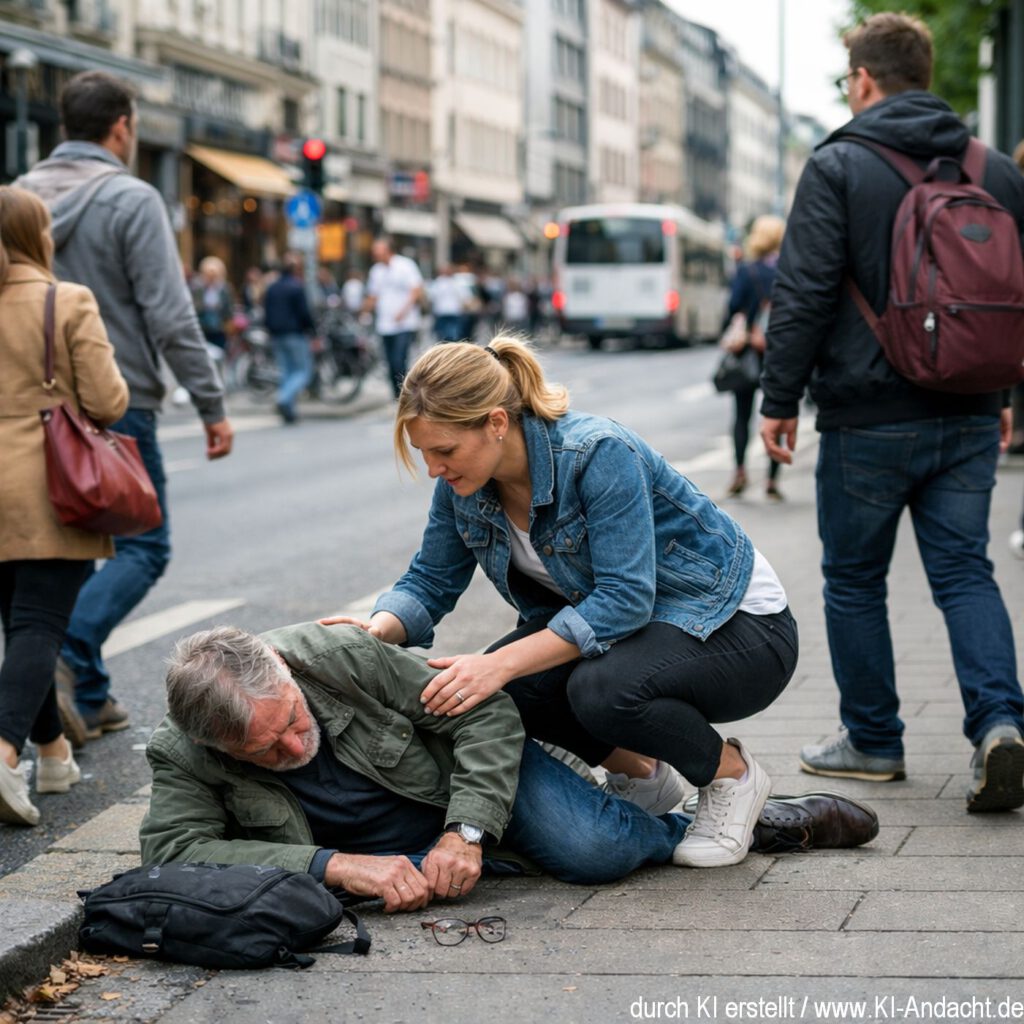 Hilfe für einen Verletzten, Sora, prompted by ChatGPT