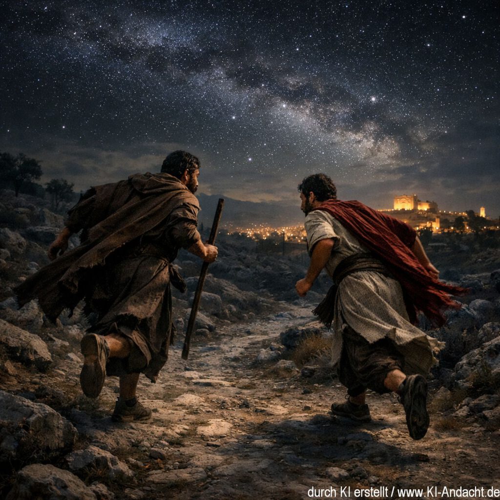 Sie flüchteten nach Emmaus, Sora, prompted by ChatGPT