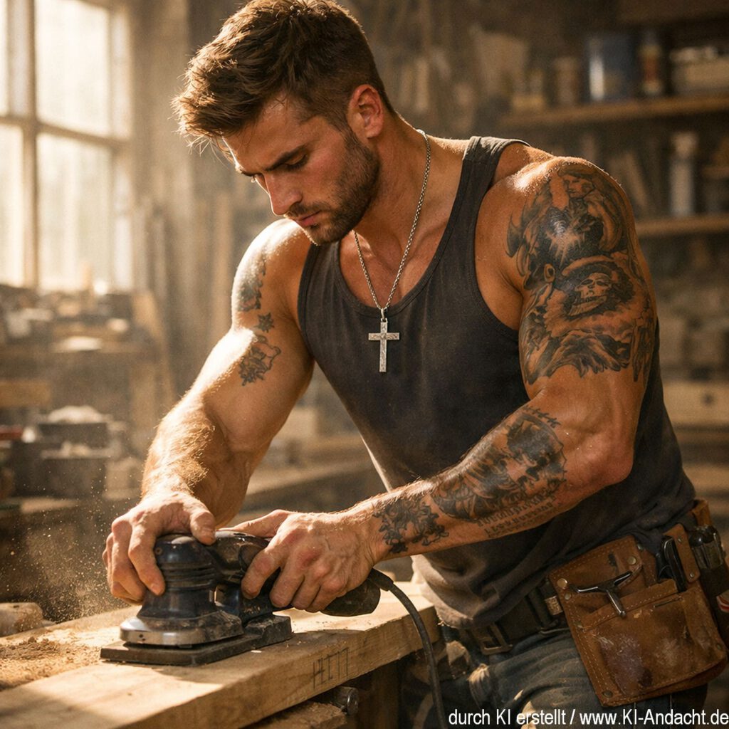 Jesus begegnet uns überall - in der Werkstatt, Sora, prompted by ChatGPT