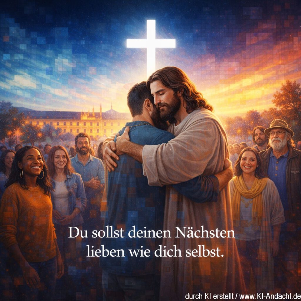 Du sollst deinen Nächsten lieben wie dich selbst, Sora, prompted by ChatGPT
