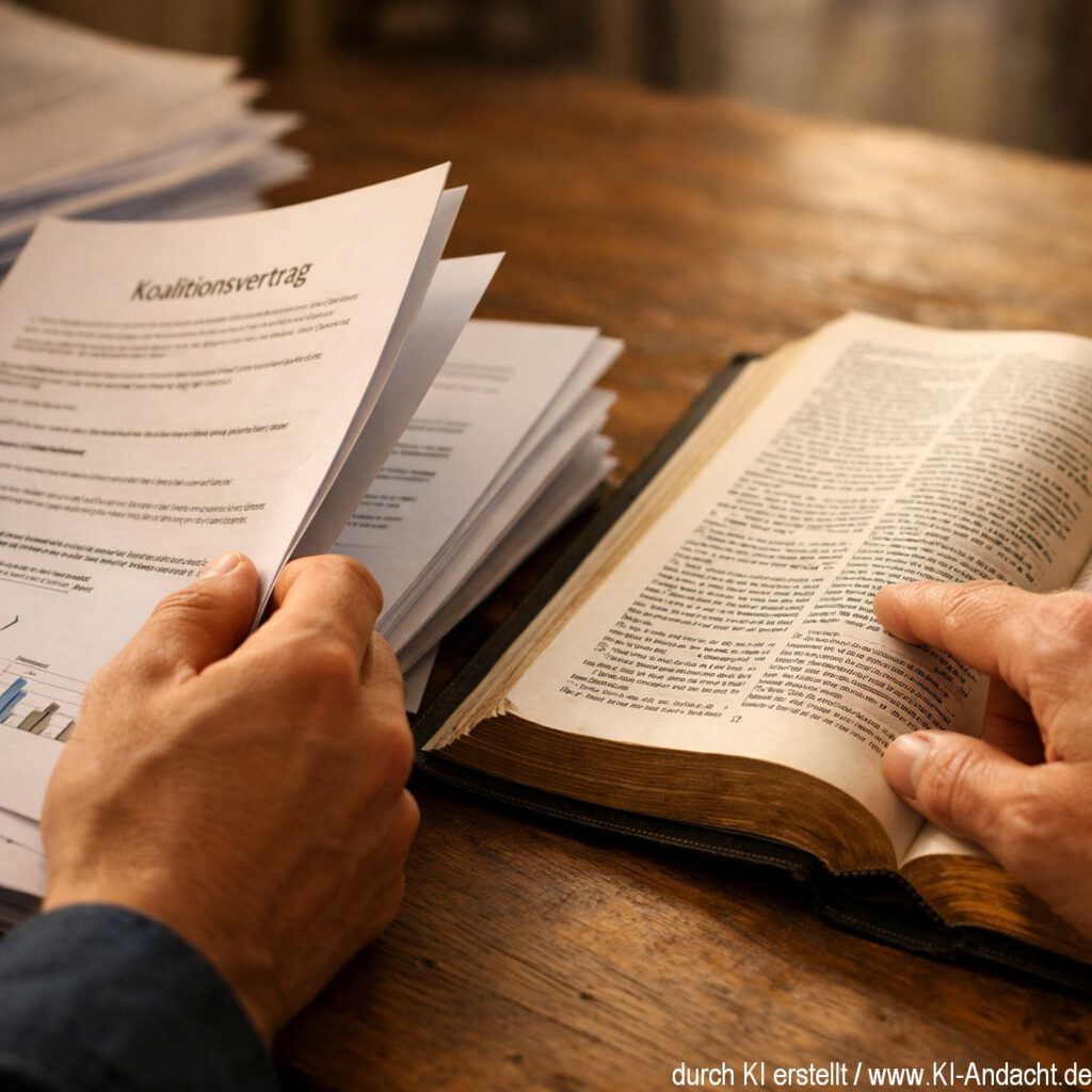 Vergleiche politische Forderungen mit biblischen Anregungen, Sora, prompted by ChatGPT