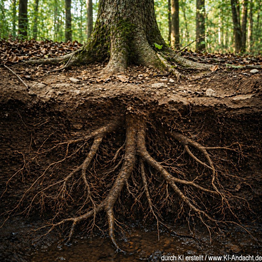 Wurzeln versorgen den Baum mit Grundwasser, ChatGPT