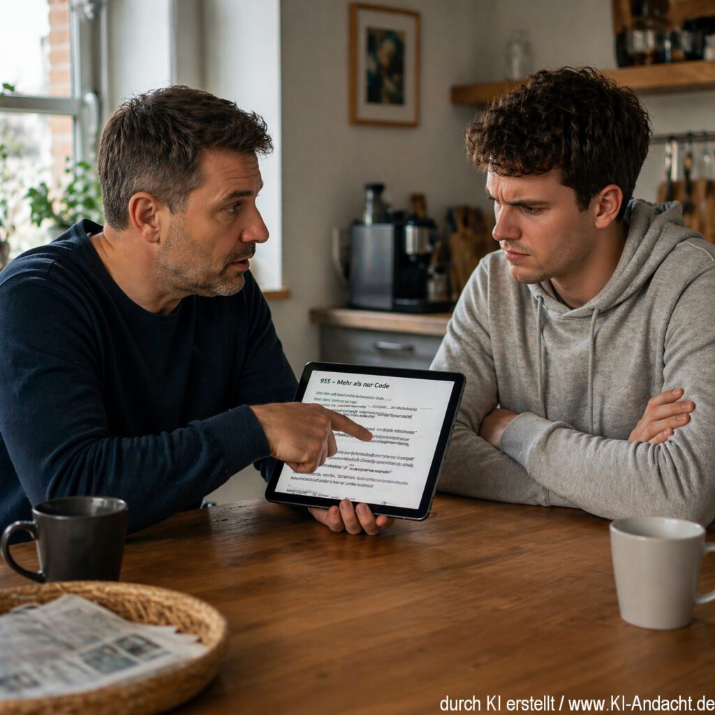 Erklärung bei Kaffee und Tablet, ChatGPT