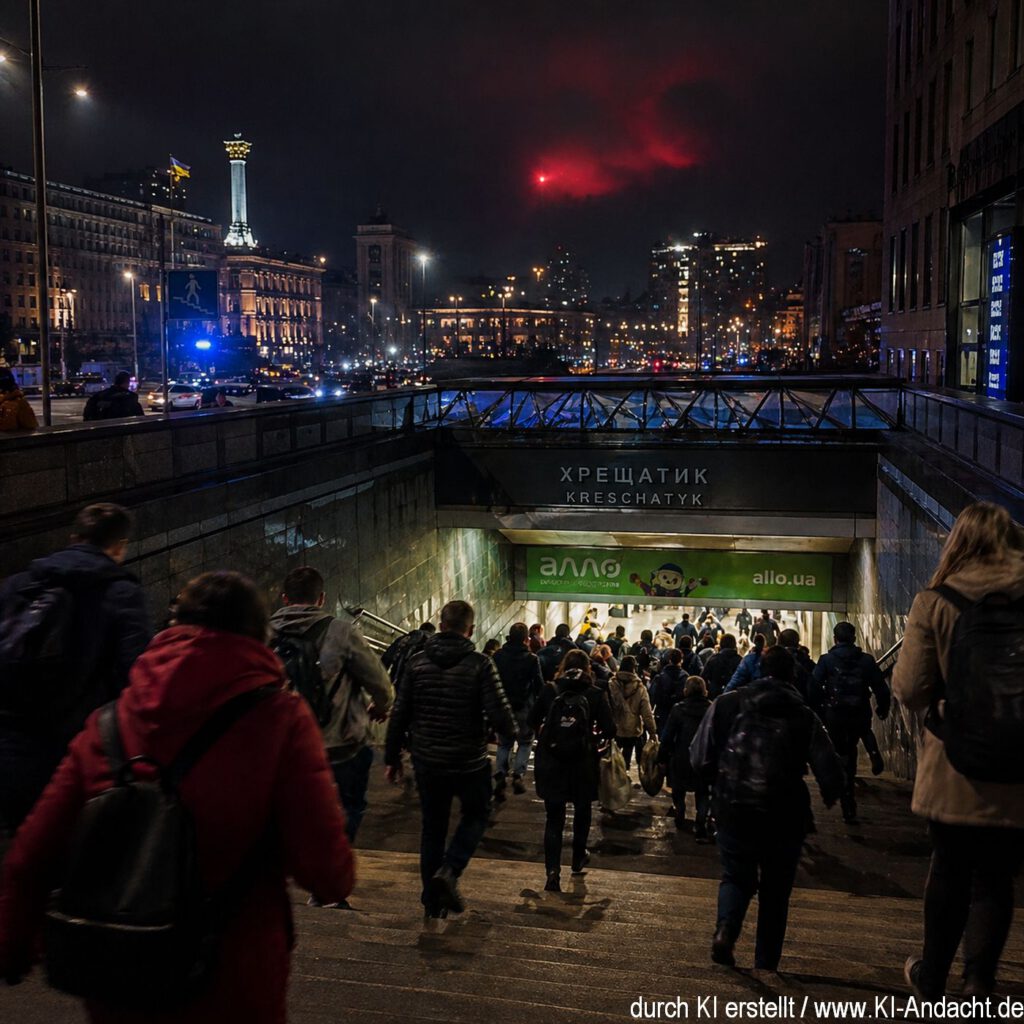 Menschenmengen auf dem Kreschatyk-Steig in Kiew, ChatGPT