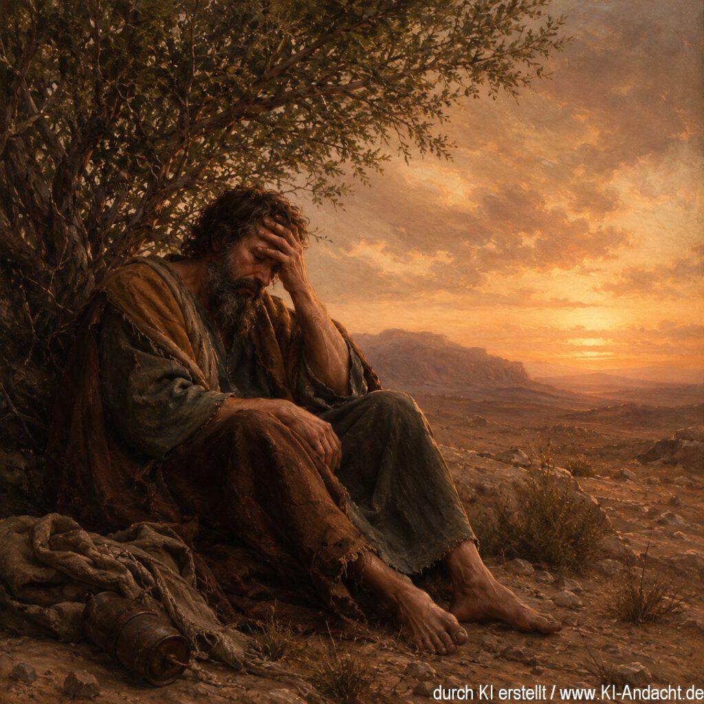 Der Prophet Elia unter dem Ginsterstrauch in der Wüste, ChatGPT