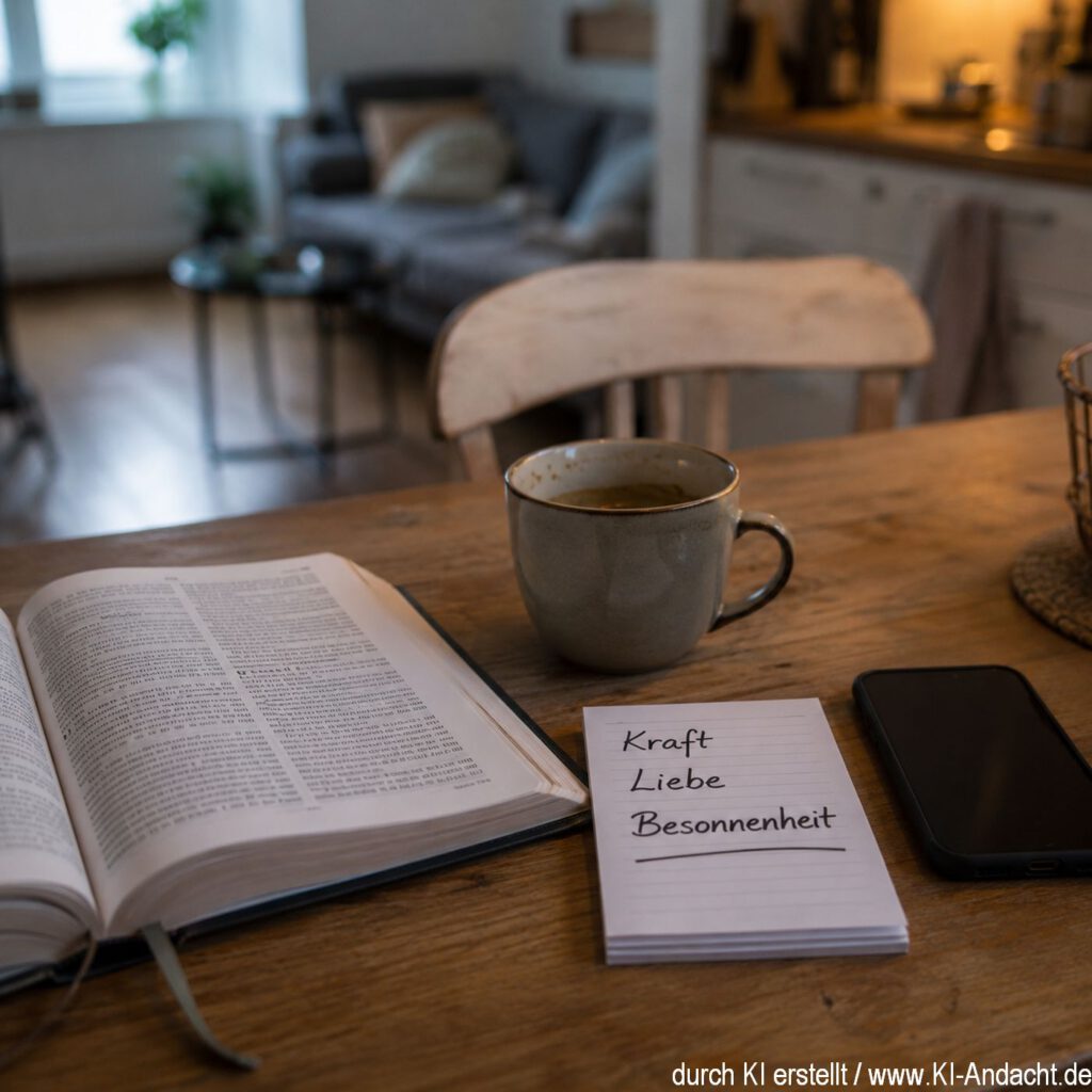 Gemütliche Tischszene mit Buch und Kaffee, ChatGPT