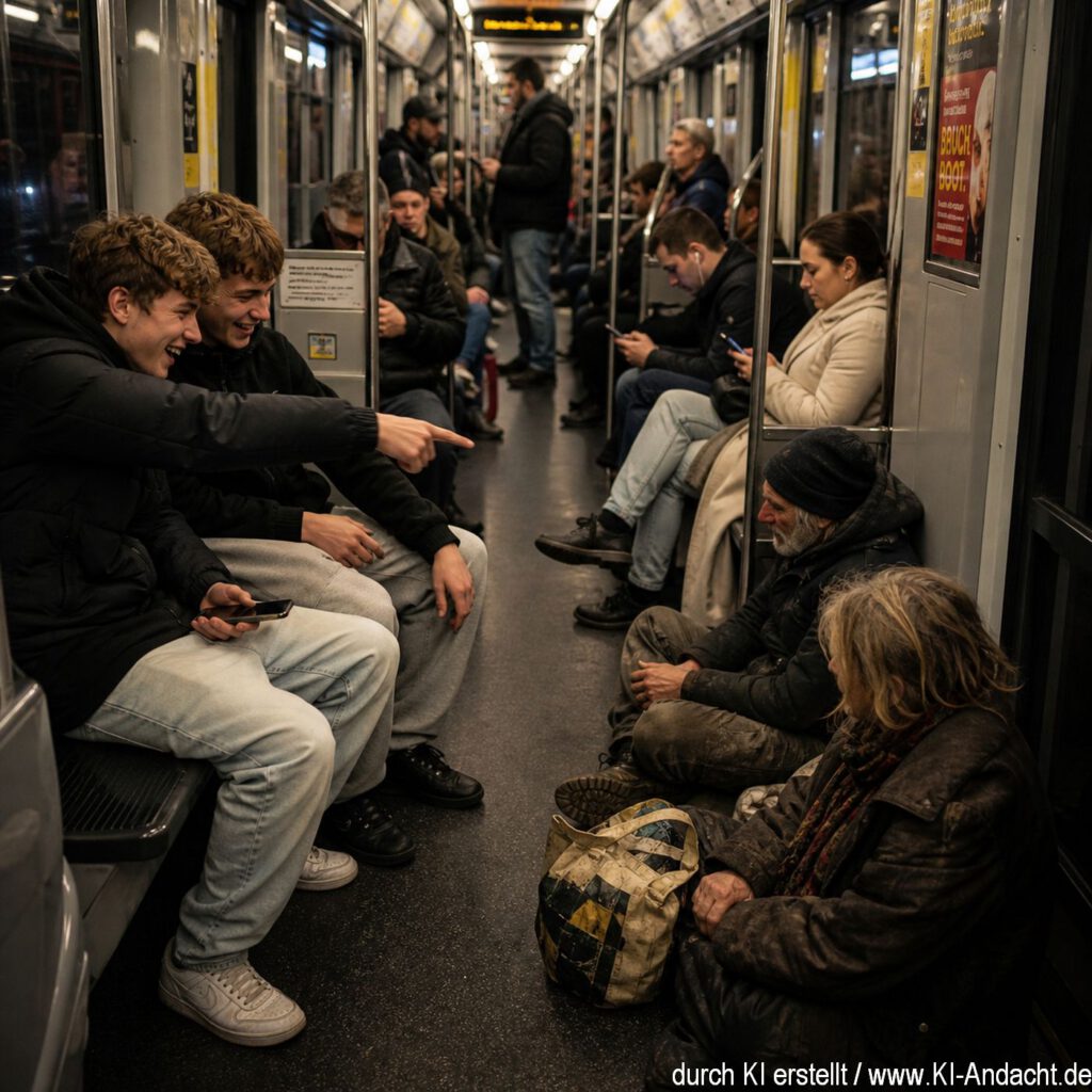 Jugendliche lachen Obdachlose aus, ChatGPT