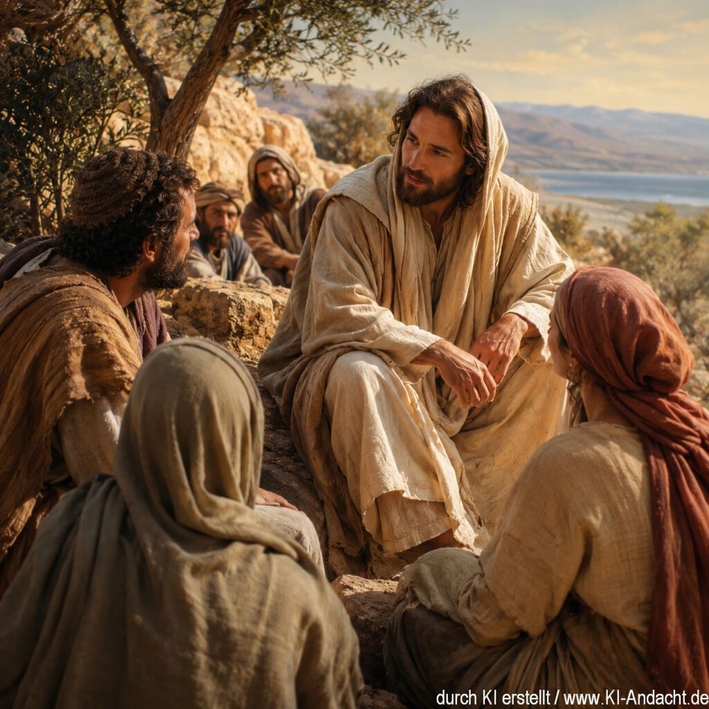 Jesus spricht mit Menschen am Wegesrand, ChatGPT