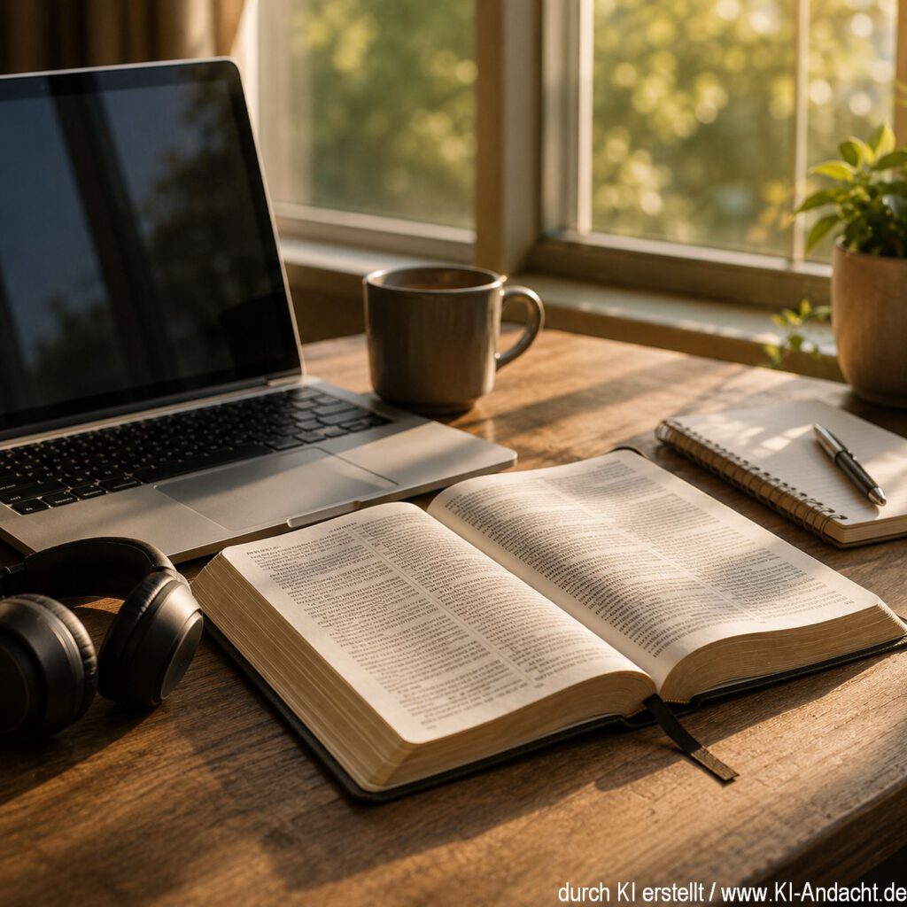 Unterschiedliche Medien mit der gleichen positiven Nachricht aus der Bibel, ChatGPT