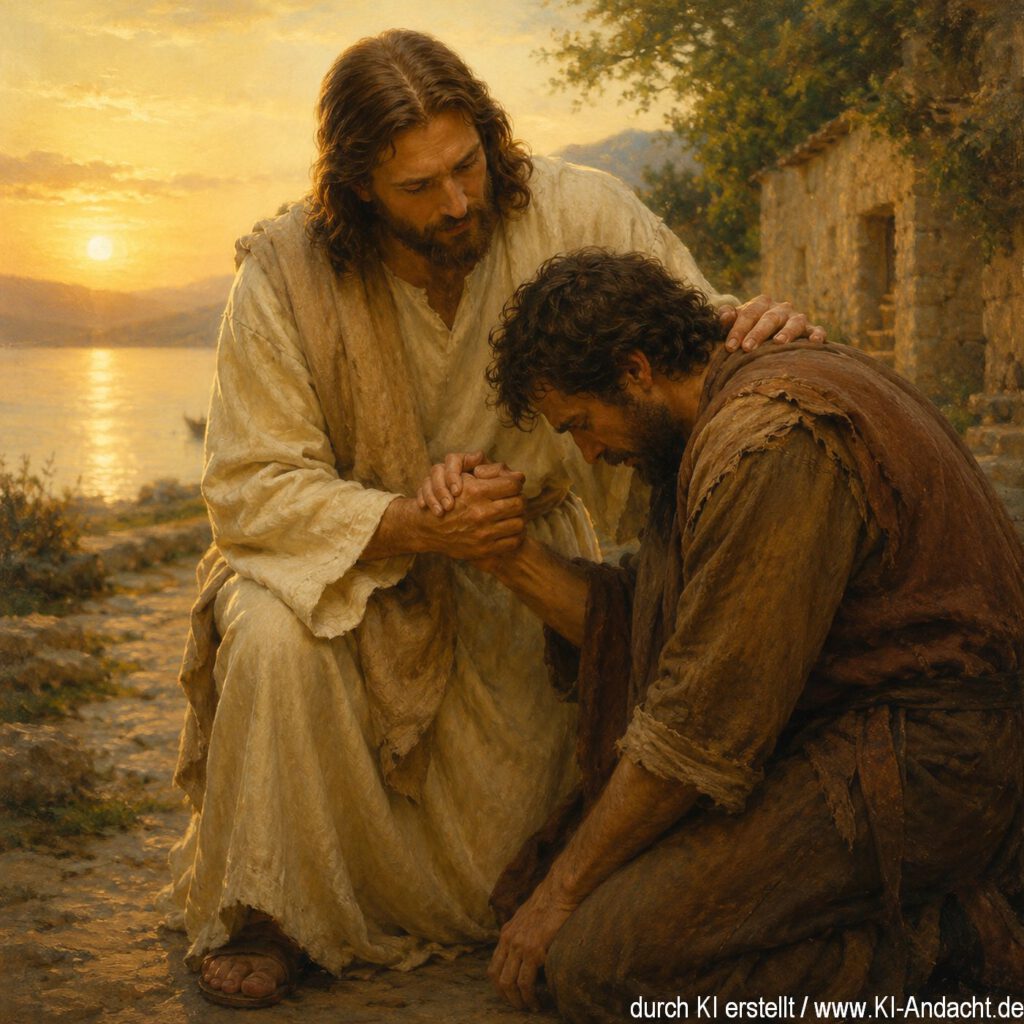 Jesus hilft beim Aufstehen, ChatGPT