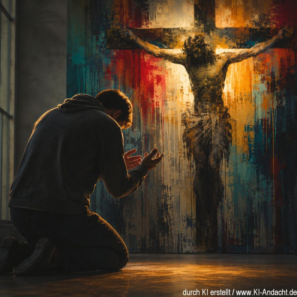 Übergebe deine Sorgen an Jesus, Gemälde im PopArt-Style, ChatGPT