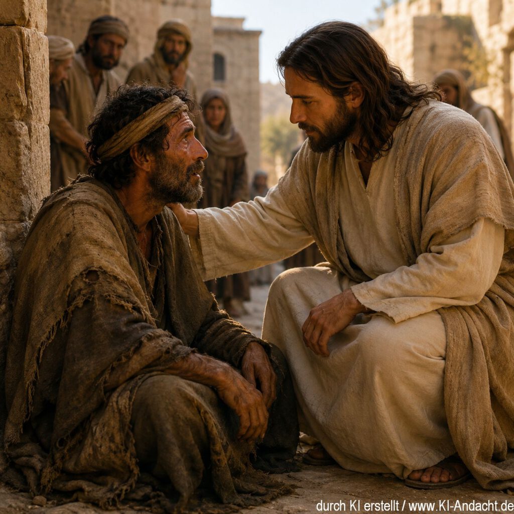 Jesus begegnet einem ausgegrenzten Menschen, ChatGPT