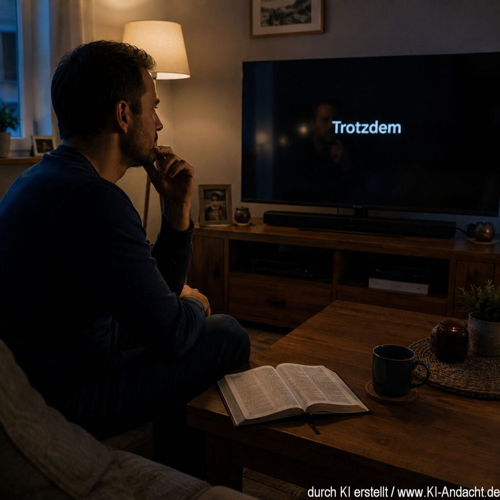 Ein Mann sieht die Tatort-Folge "Trotzdem", ChatGPT
