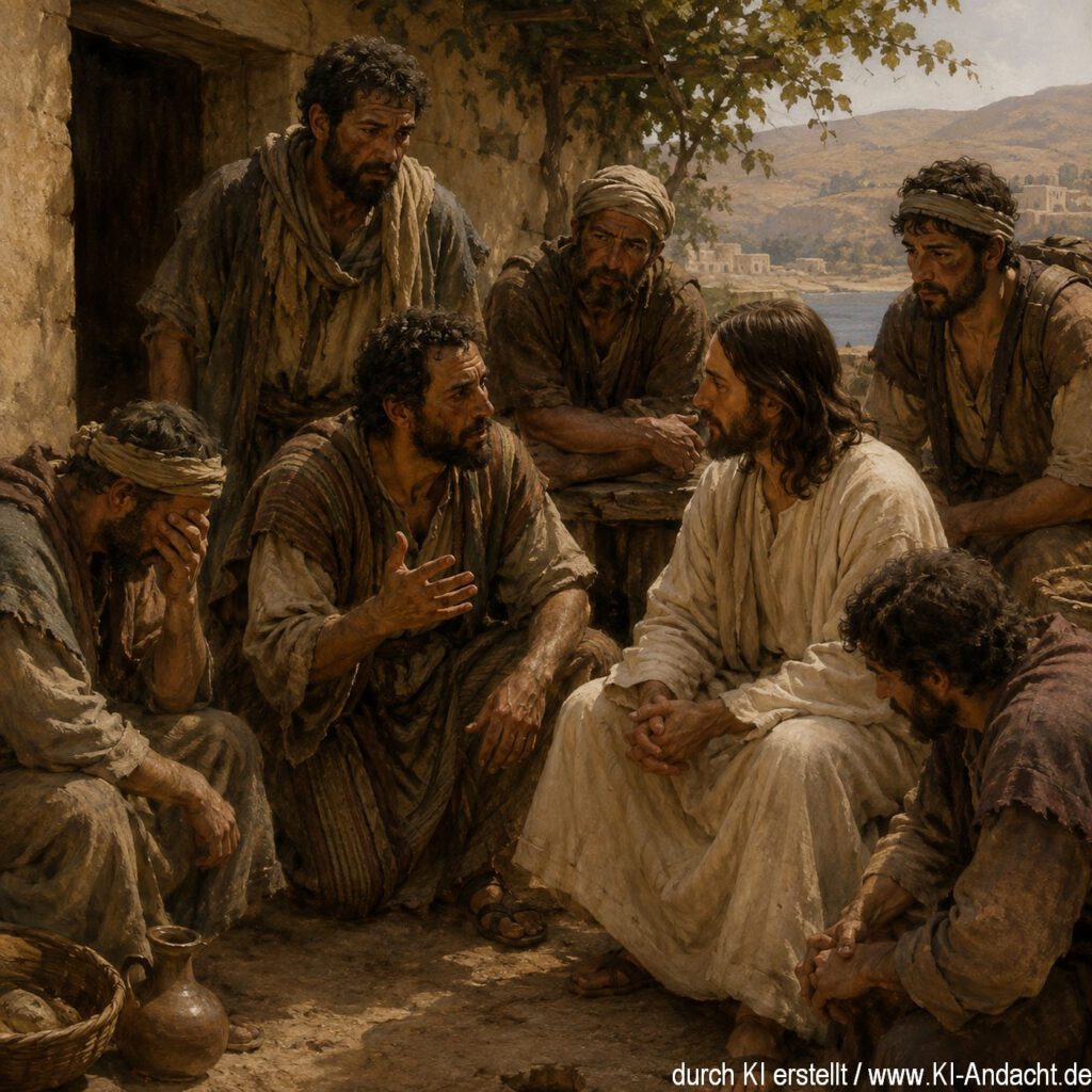 Jesus empfängt seine erschöpften Jünger nach ihrer Rückkehr, ChatGPT