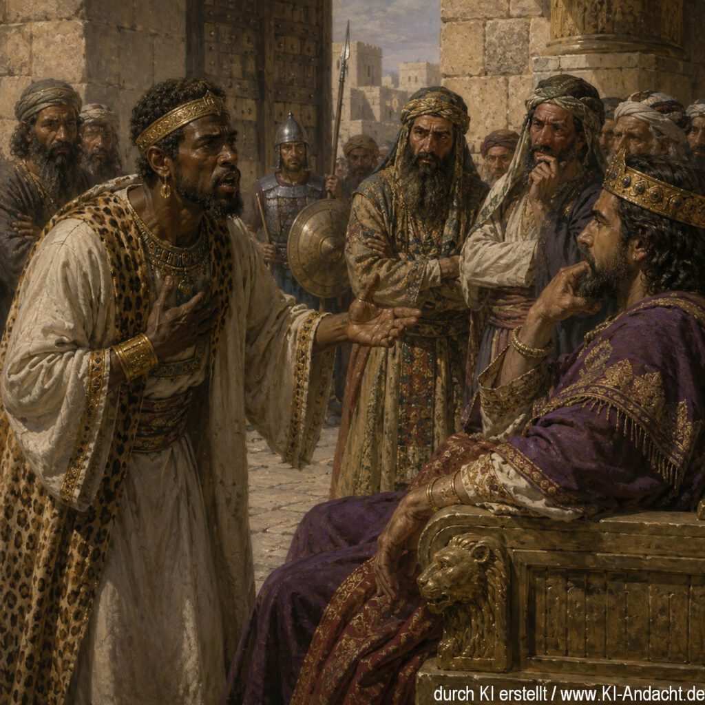 Ebed-Melech tritt mutig vor König Zedekia, ChatGPT