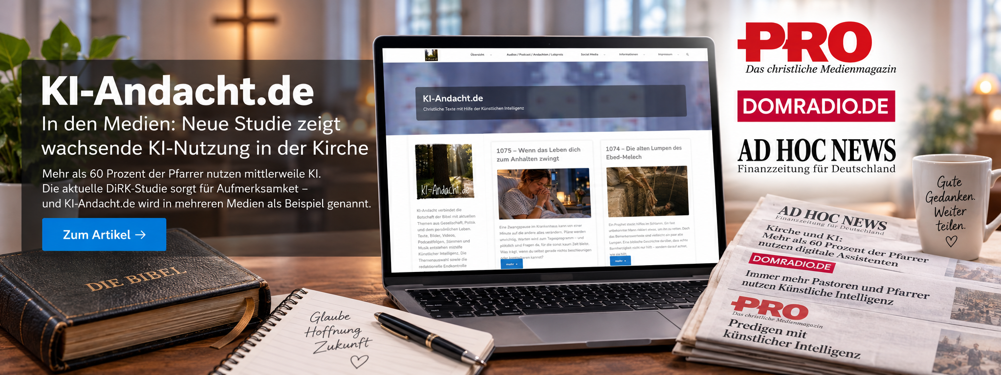 Mehr als 60 Prozent der Pfarrer nutzen KI – und KI-Andacht.de wird Teil der Debatte